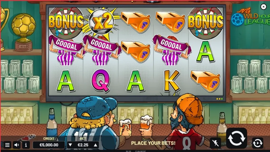 Wild Hour League سلاٹ کا فٹ بال تھیم والا انٹرفیس
